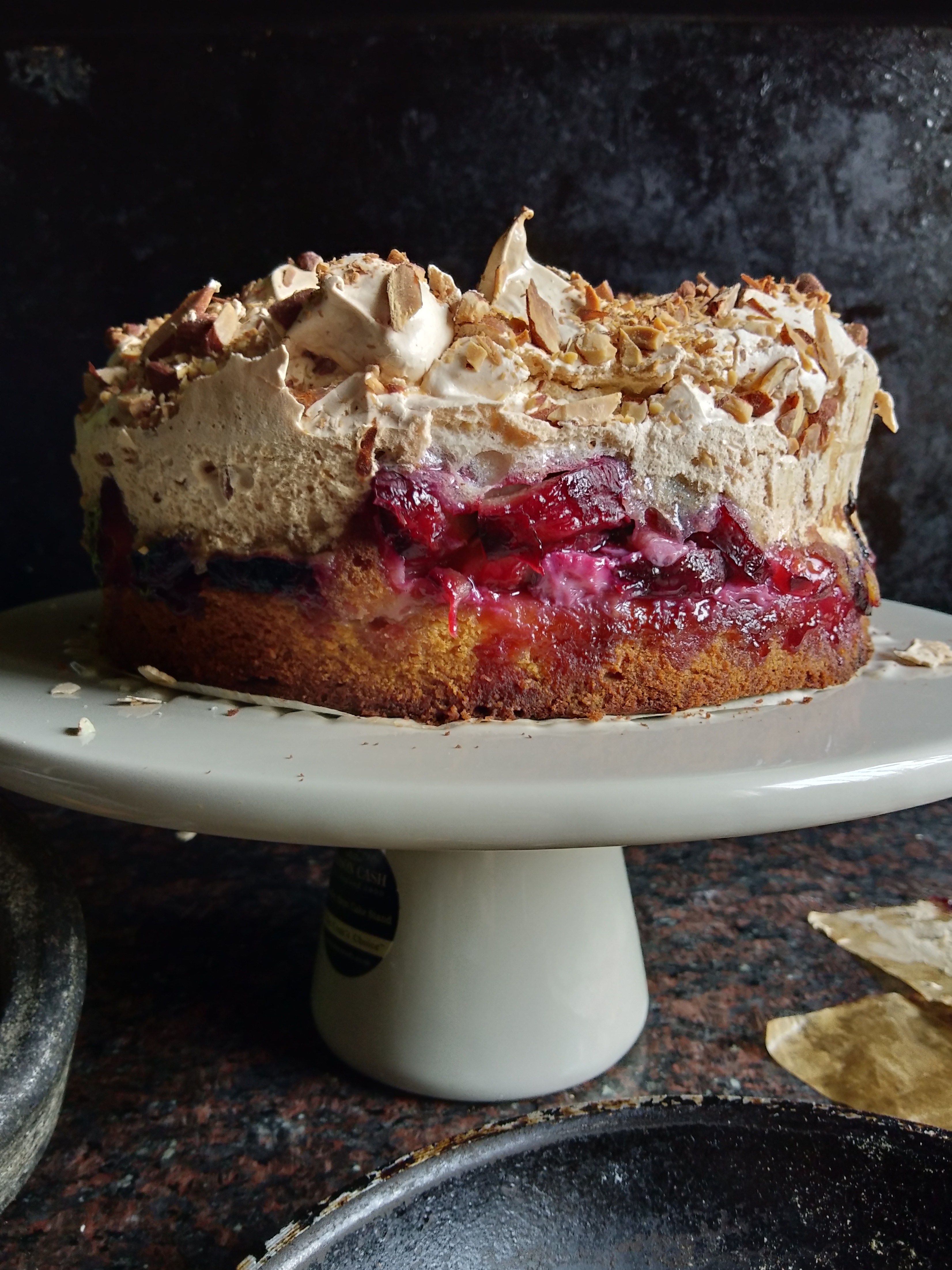 Louise Cake with Plum and Coconut